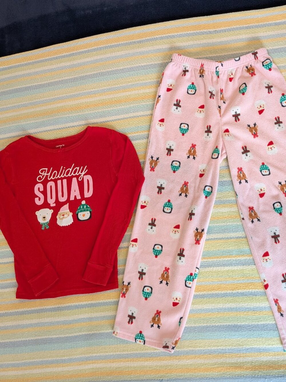 ⭐ Girl's Carter's Holiday Squad Fleece Christmas Pajamas PJs Size 7